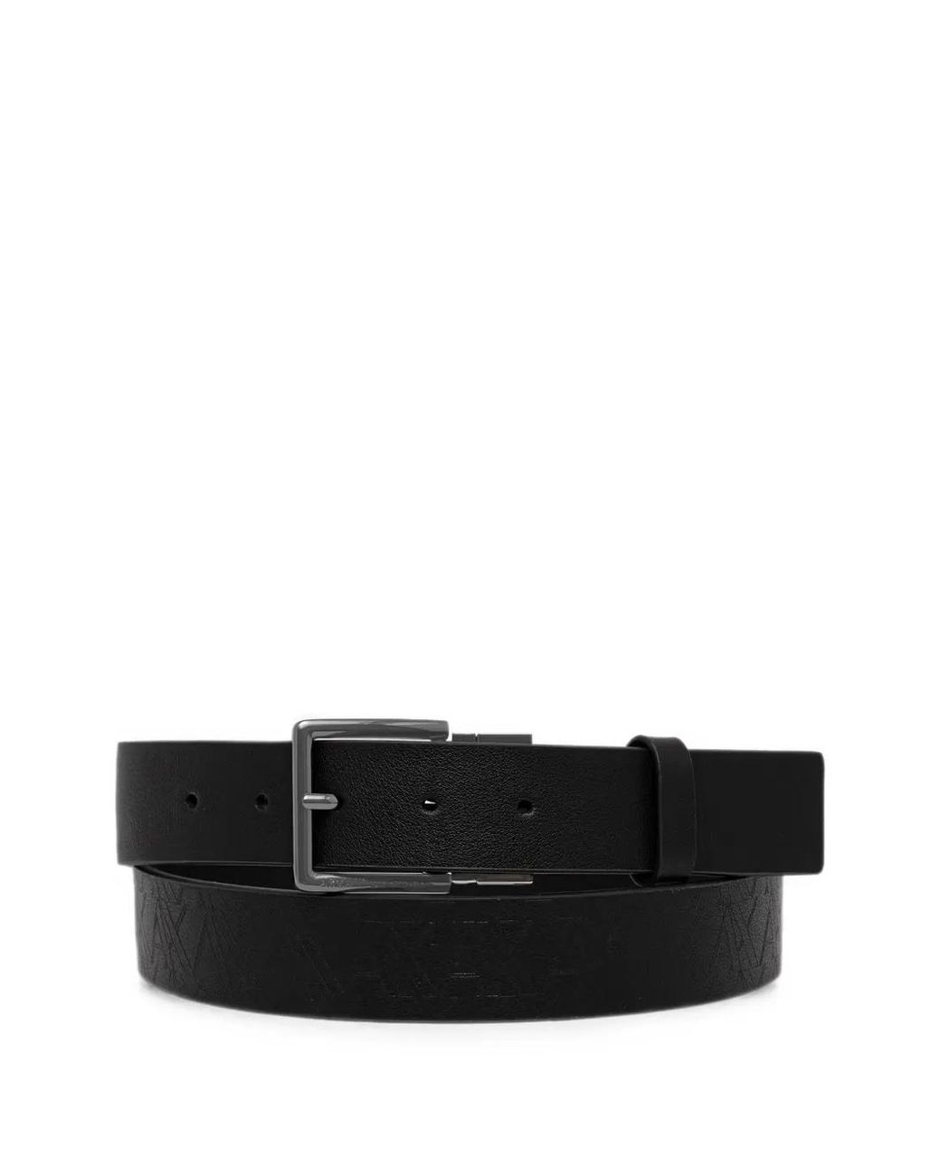 ARMANI EXCHANGE Black Logo-Embossed Reversible Belt for men