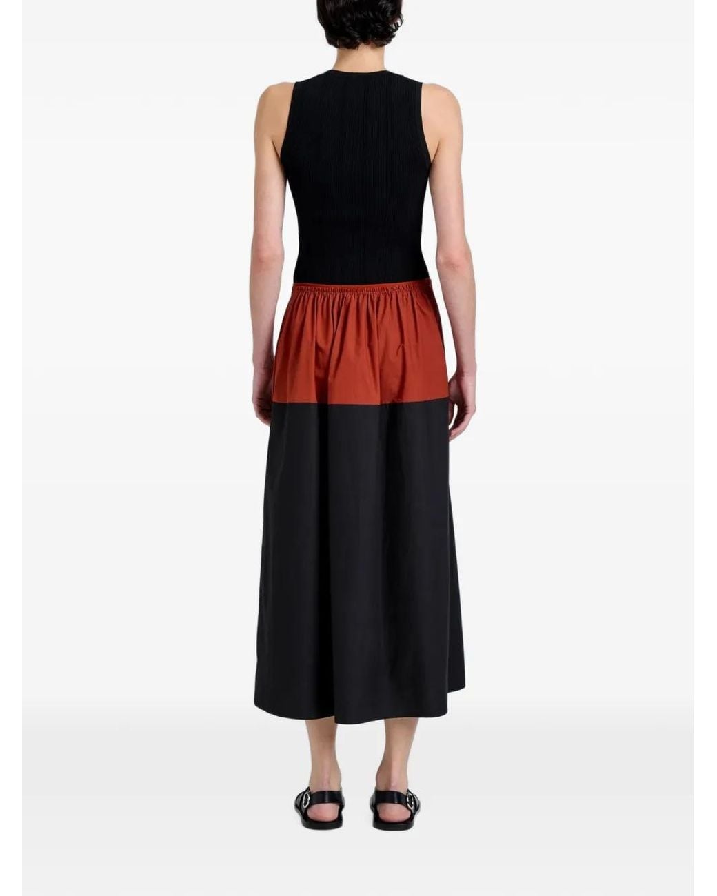 Proenza Schouler Red Nyla Colour-Block Midi Skirt
