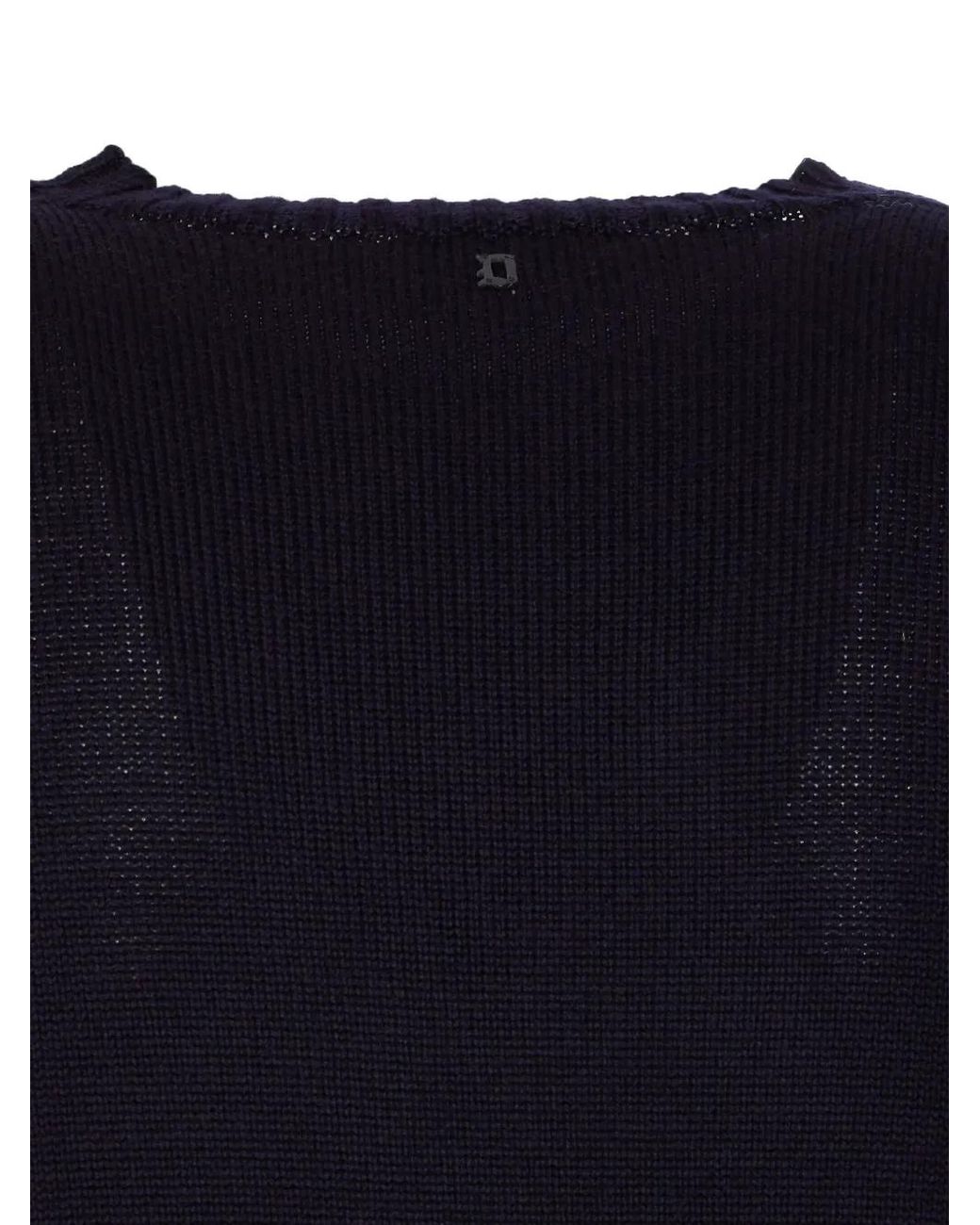 Dondup Blue Crew Neck Wool Sweater for men