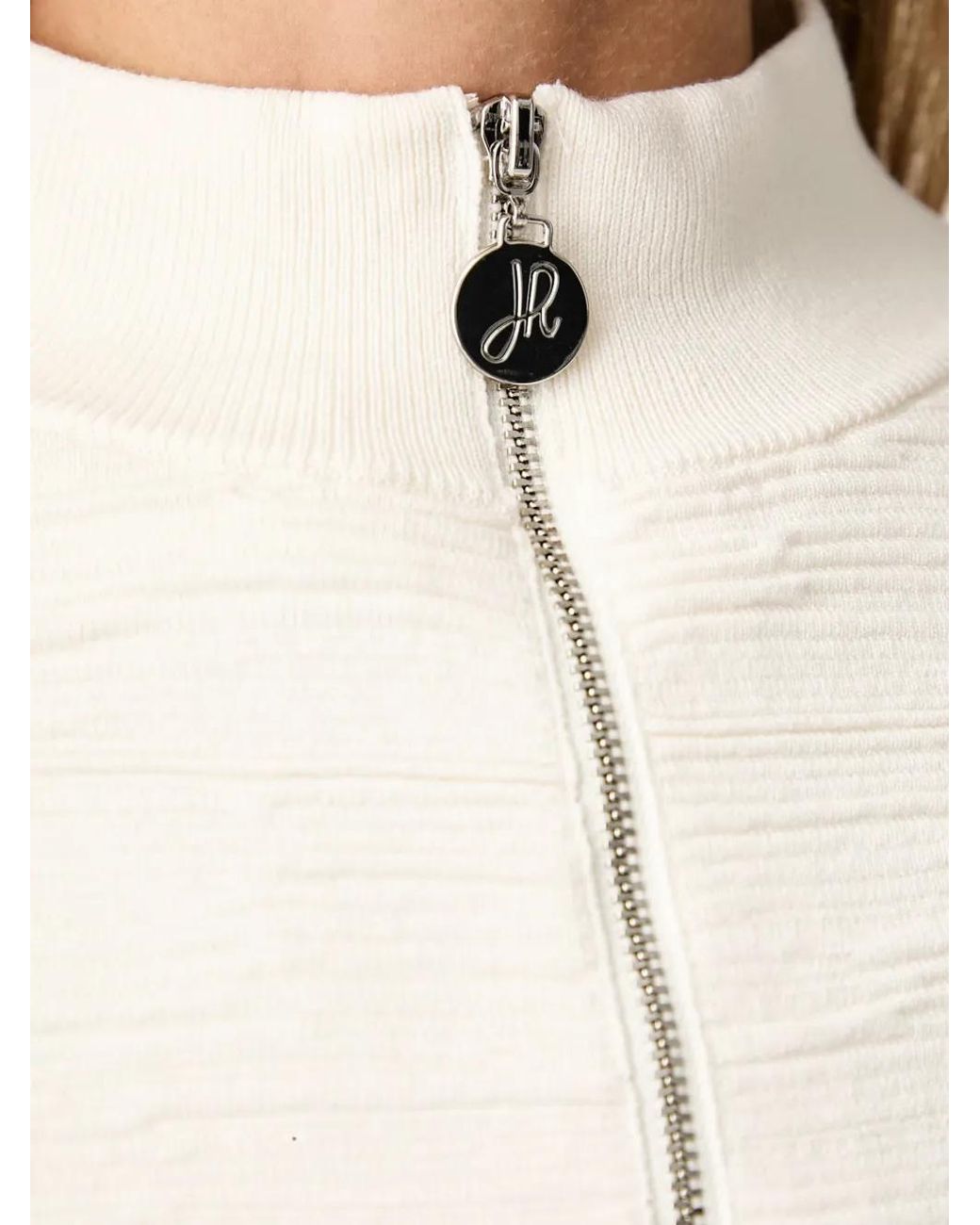 Joseph Ribkoff White Textured Quarter-Zip Sweatshirt