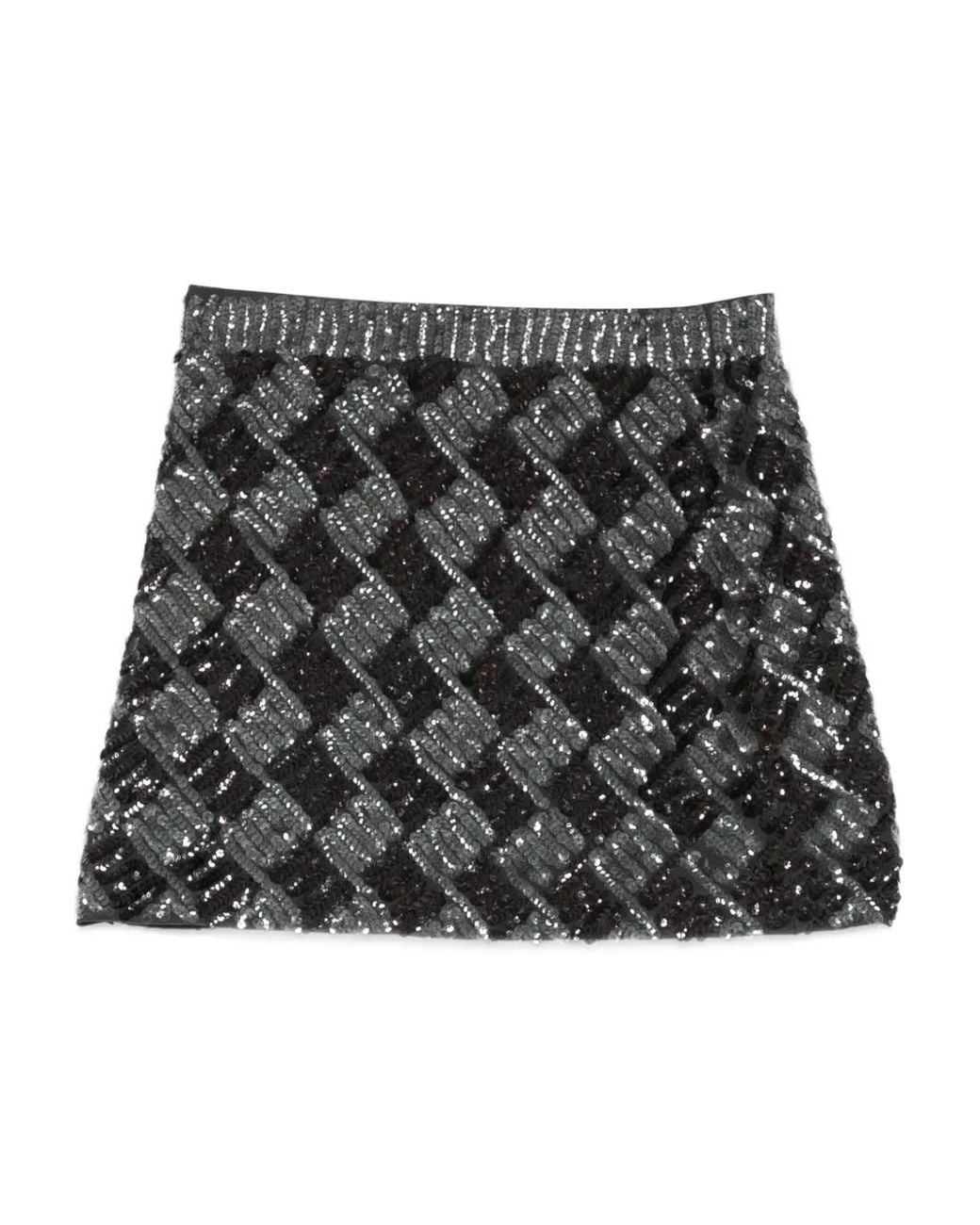 P.A.R.O.S.H. Black Sequin-Embellished Mini Skirt