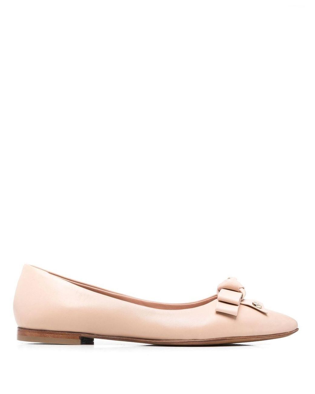 Baldinini Leather Bow-embellished Ballerina Shoes in Pink | Lyst Australia