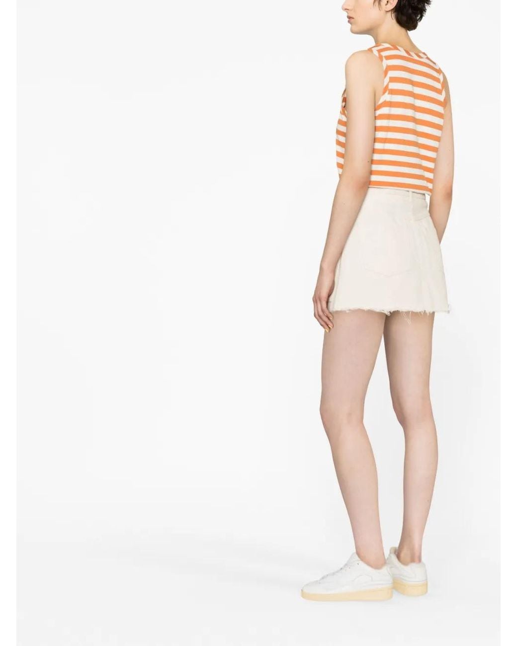 Moncler Orange Débardeur Rayé À Logo Imprimé