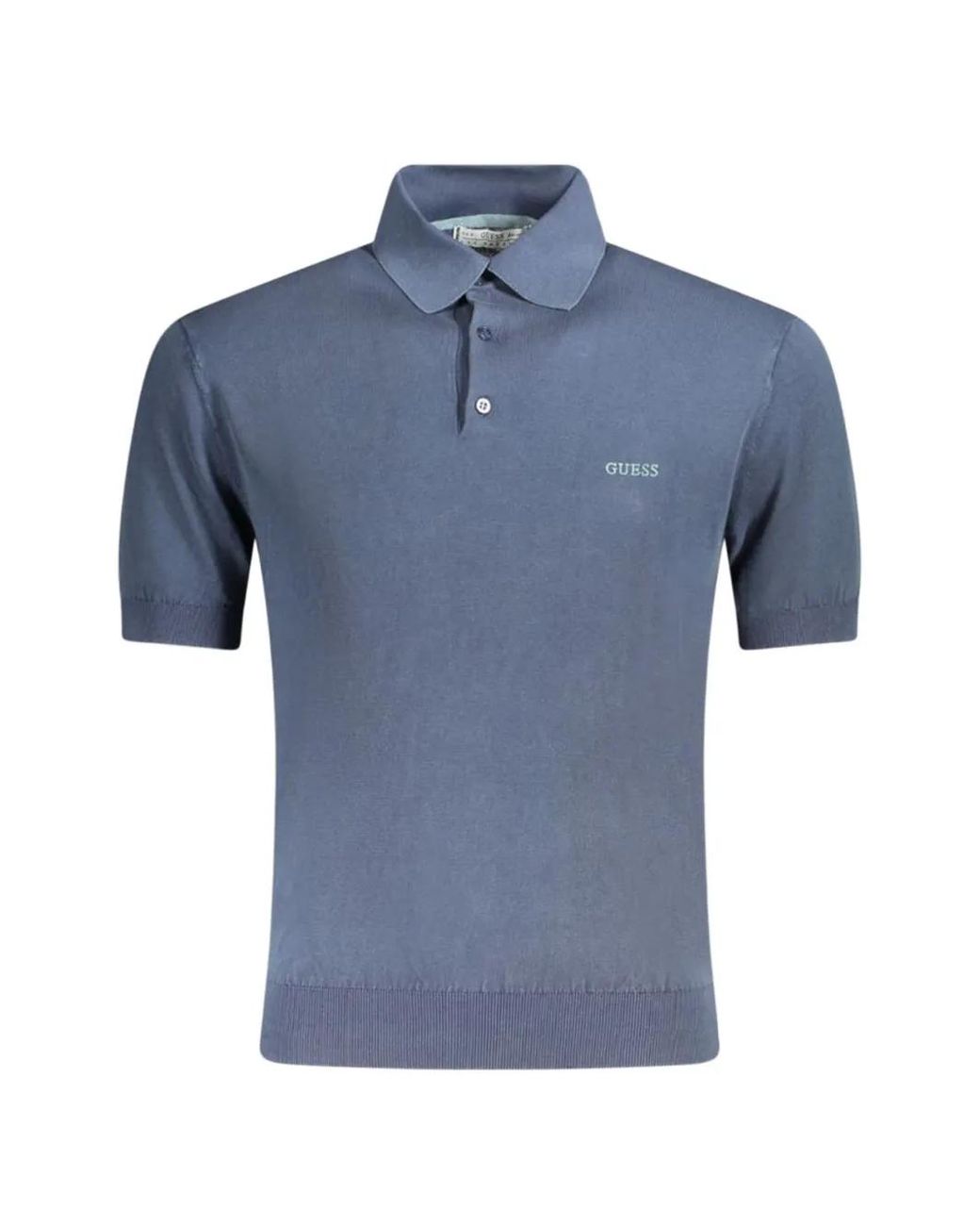 Guess Blue Embroidered-Logo Polo Shirt for men