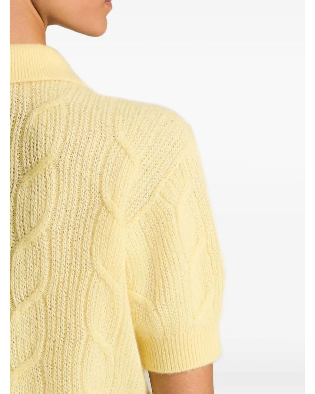 Kiton Yellow Cable-Knit Polo Shirt