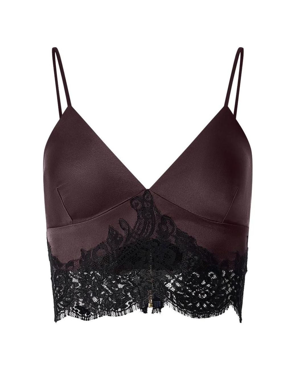 Il Volo Purple Lace-Trim Silk Bustier Top