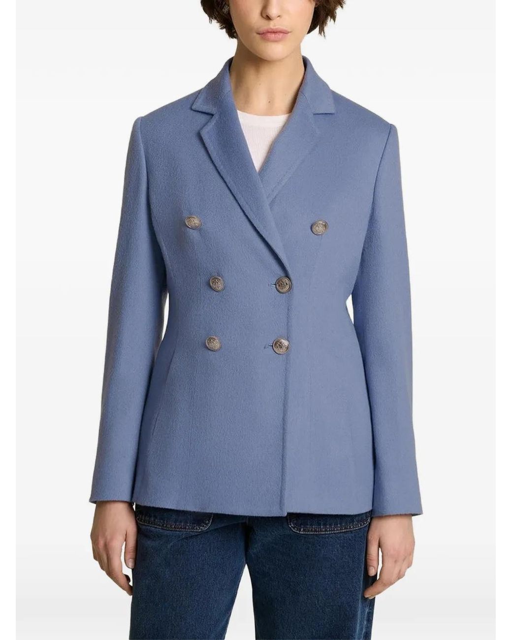 Kiton Blue Double-Breasted Blazer