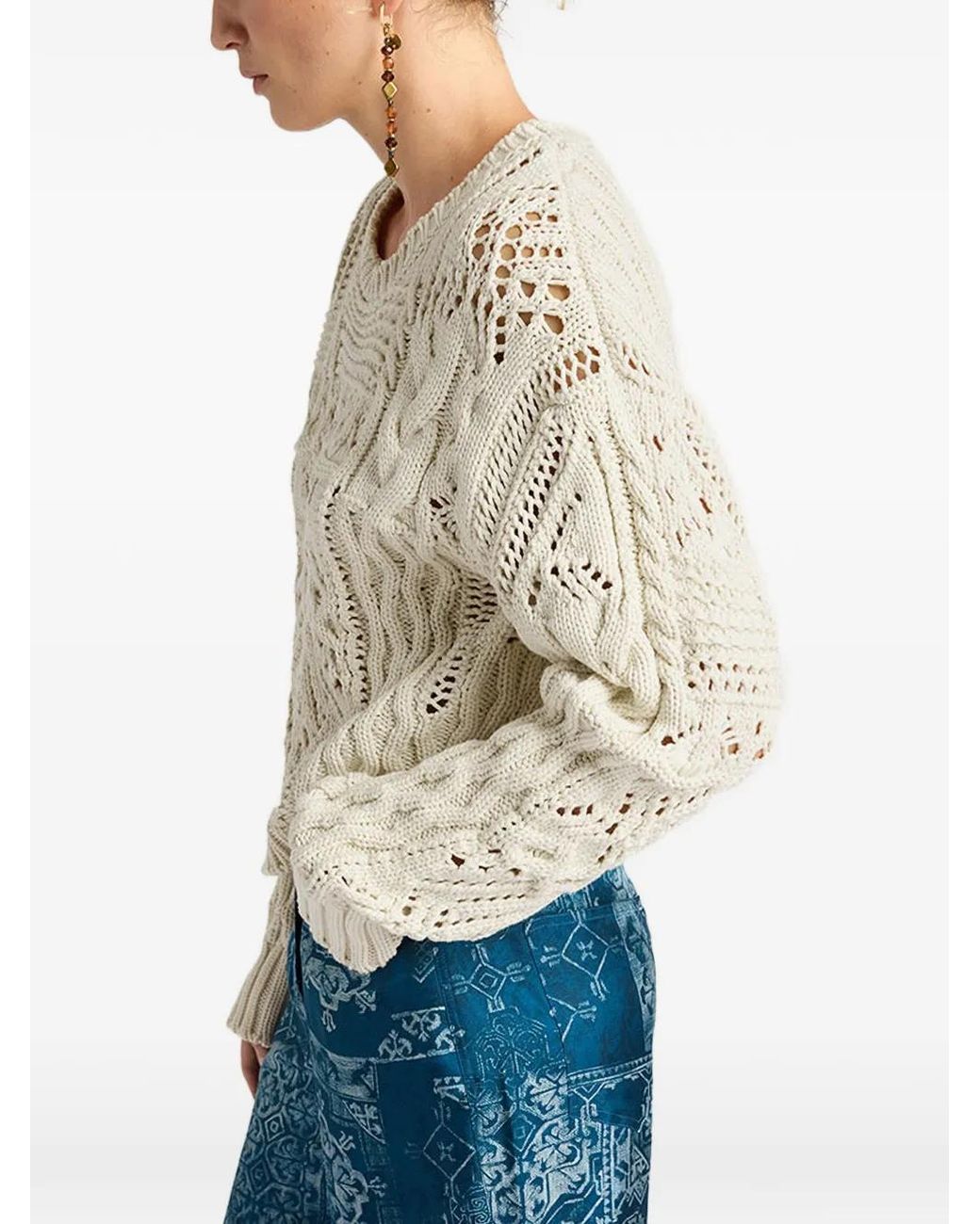 Momoní White Martinez Mixed Stitches Sweater