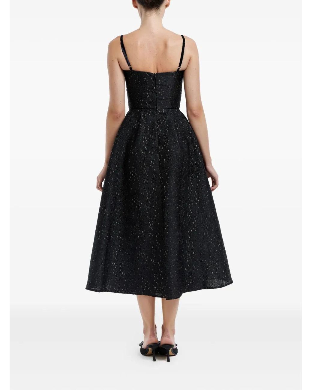 POST MERIDIEM Jacquard Corset-Bustier Midi Dress in Black | Lyst UK