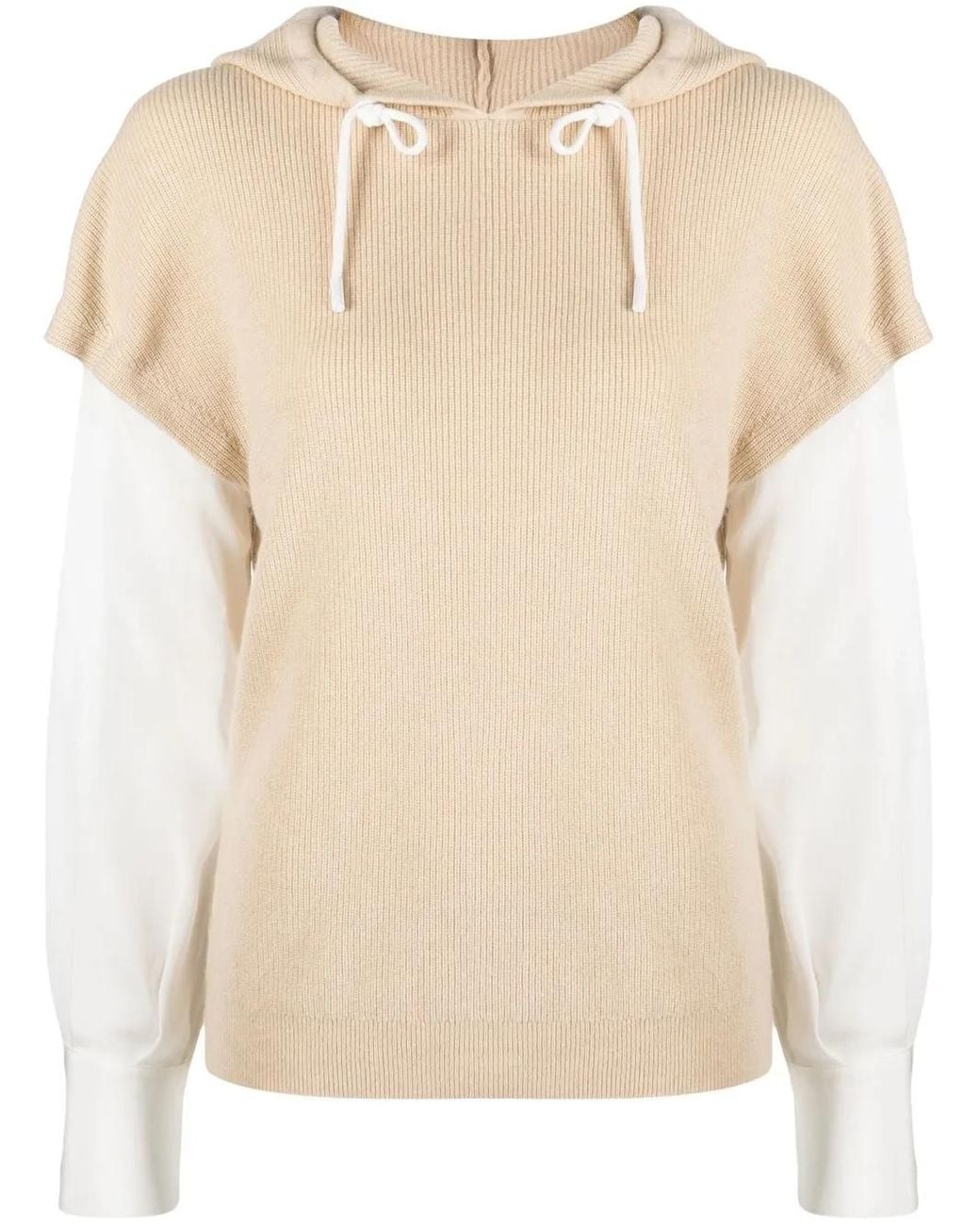 Max & Moi Natural Two-Tone Drawstring Hoodie