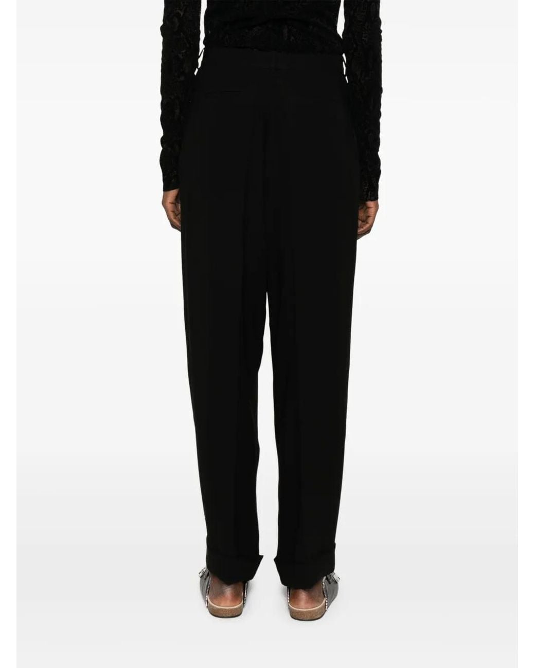 A.M.G Black Pleat-Detailed Trousers