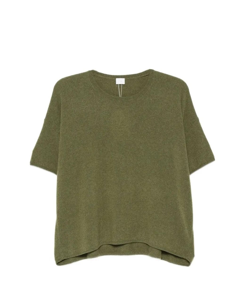 C.T.Plage Green Short-Sleeve Cashmere Sweater