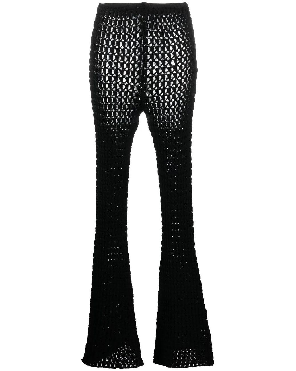 Moschino Black Crochet-Knit Flared Trousers
