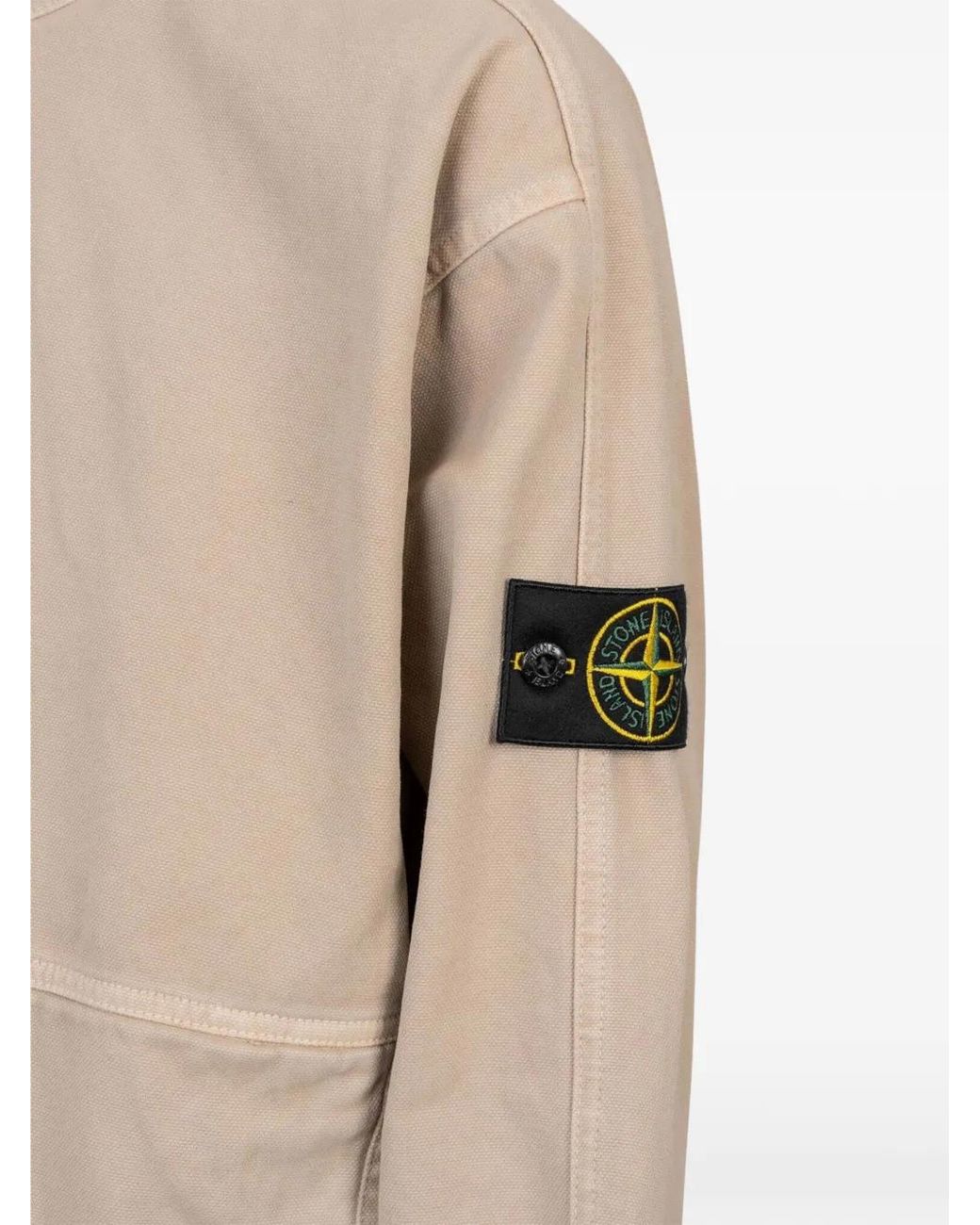 Stone Island Natural Veste Panama 6100068 En Coton Biologique À Effet Usé for men