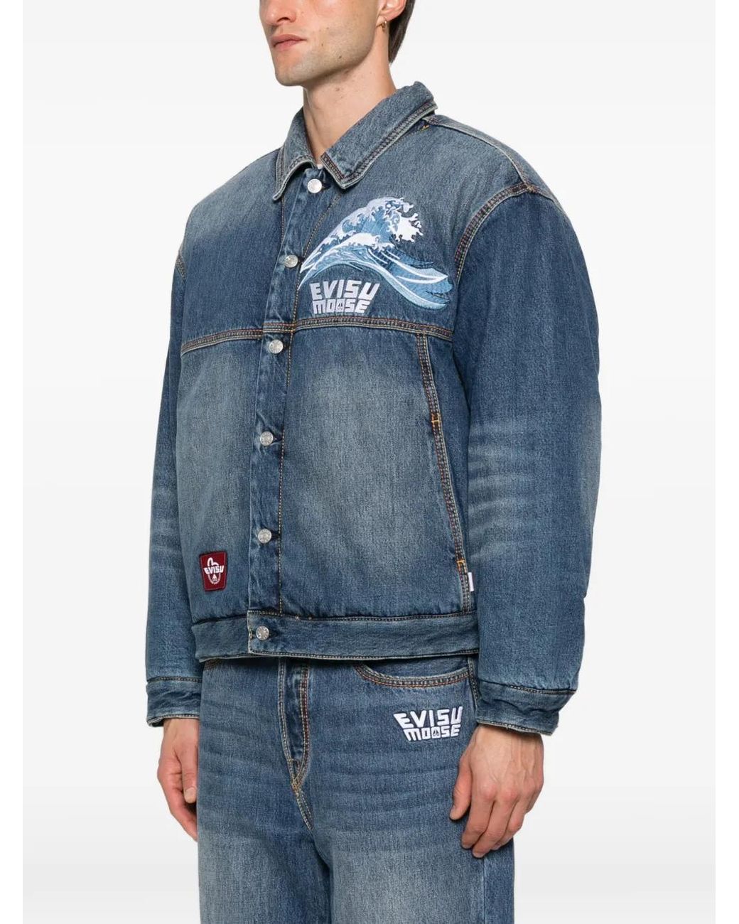 Moose Knuckles Blue X Evisu Graphic Print Jacket for men
