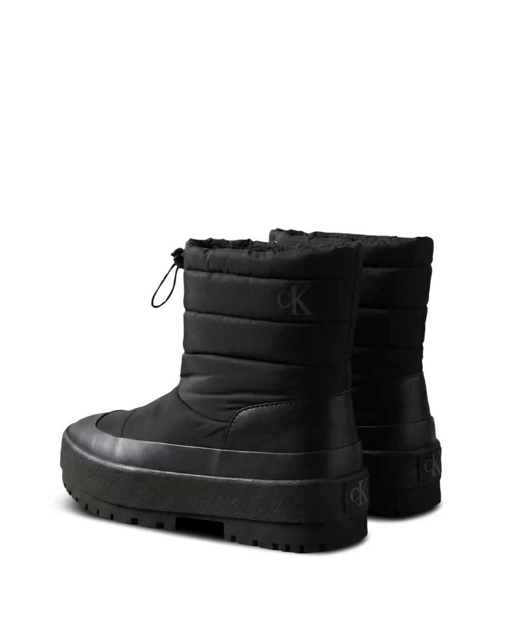 Calvin Klein Black Quilted Drawstring Rain Boots