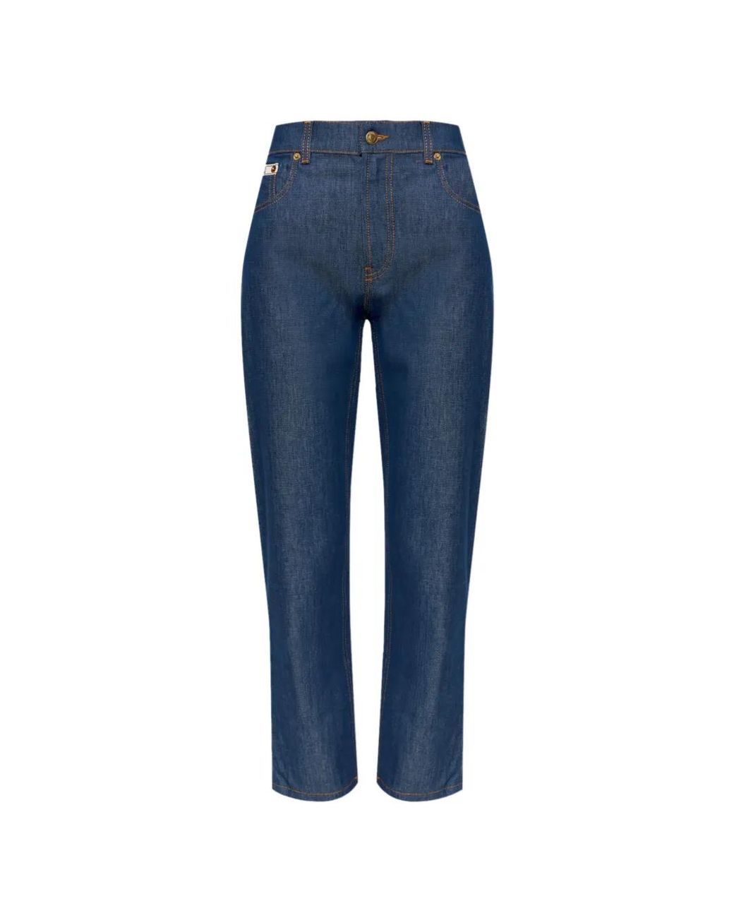 Moschino Blue Logo-Patch Tapered Jeans