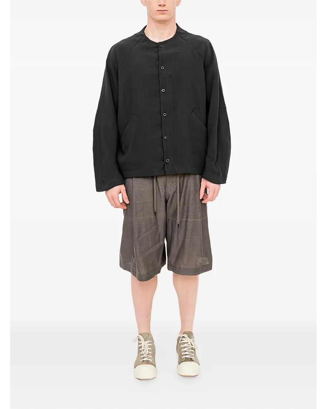 DEVOA Black Raglan-Sleeve Jacket for men