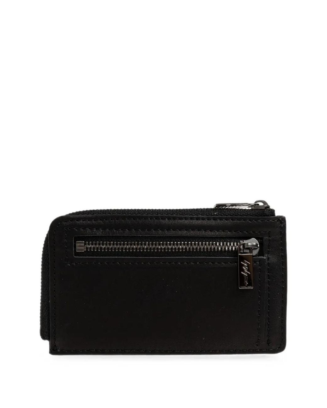 Discord Yohji Yamamoto Black Logo-Detail Leather Card Holder for men