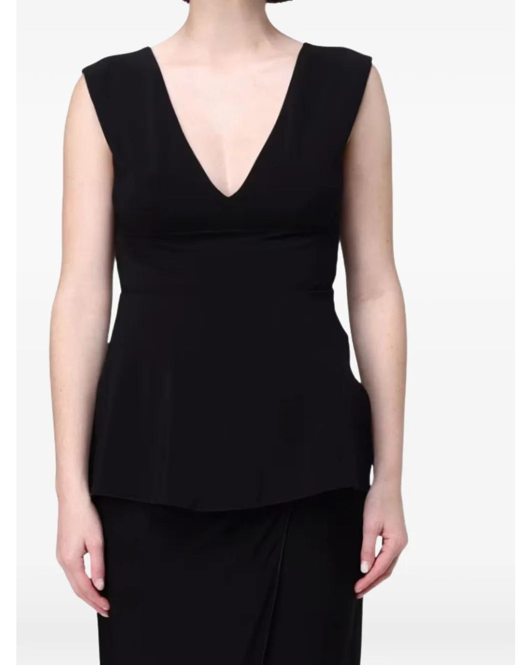 Max Mara Black V-Neck Top