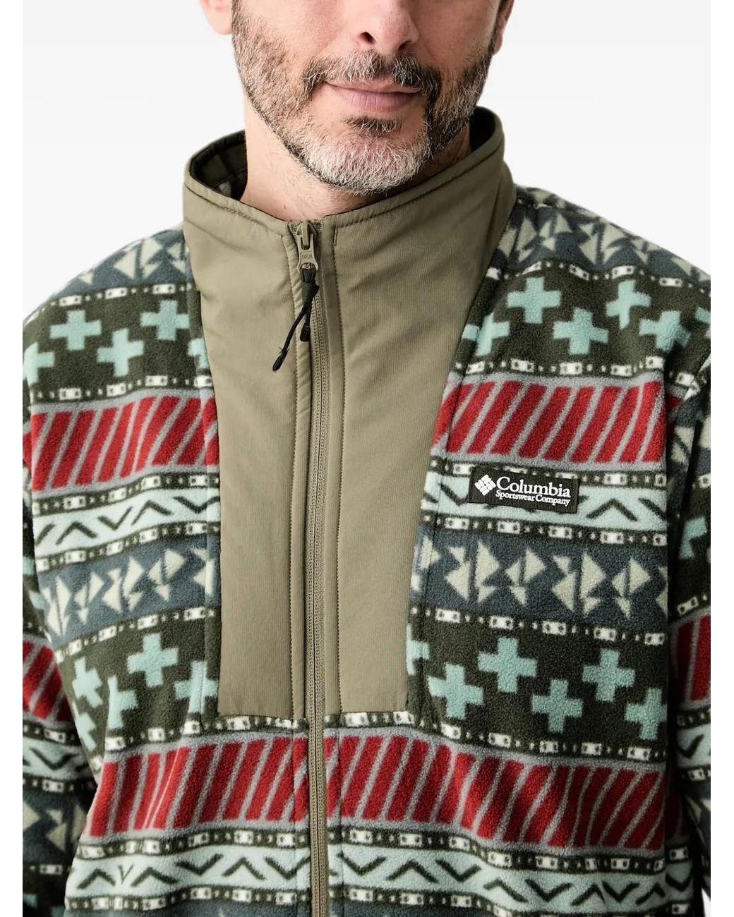 Columbia Gray Geometric-Print Zip-Up Sweatshirt for men