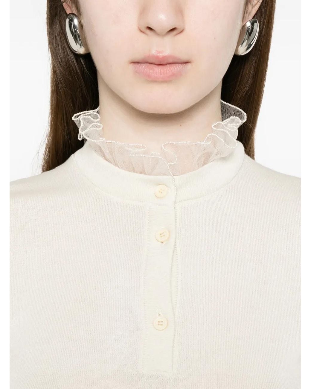 Fabiana Filippi White Ruffle-Detail Top