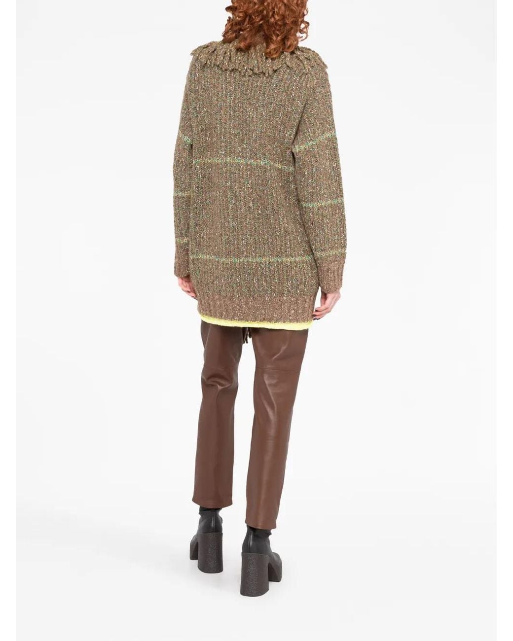 Stella McCartney Brown Cable-Knit Tweed Cardi-Coat