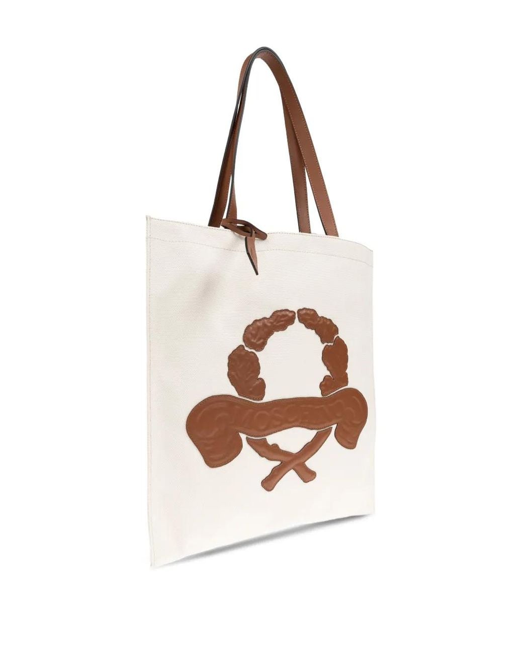 Moschino White Logo-Debossed Shoulder Bag