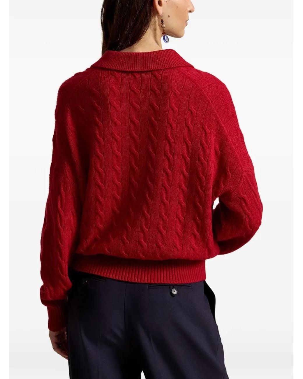 Polo Ralph Lauren Red Cable-Knit Polo Sweater