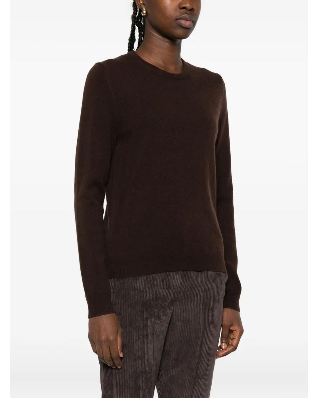 Bompard Brown Round-Neck Cashmere Sweater