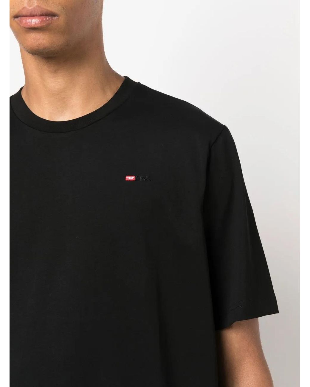 DIESEL Black T-Just-Microdiv Logo-Embroidered T-Shirt for men