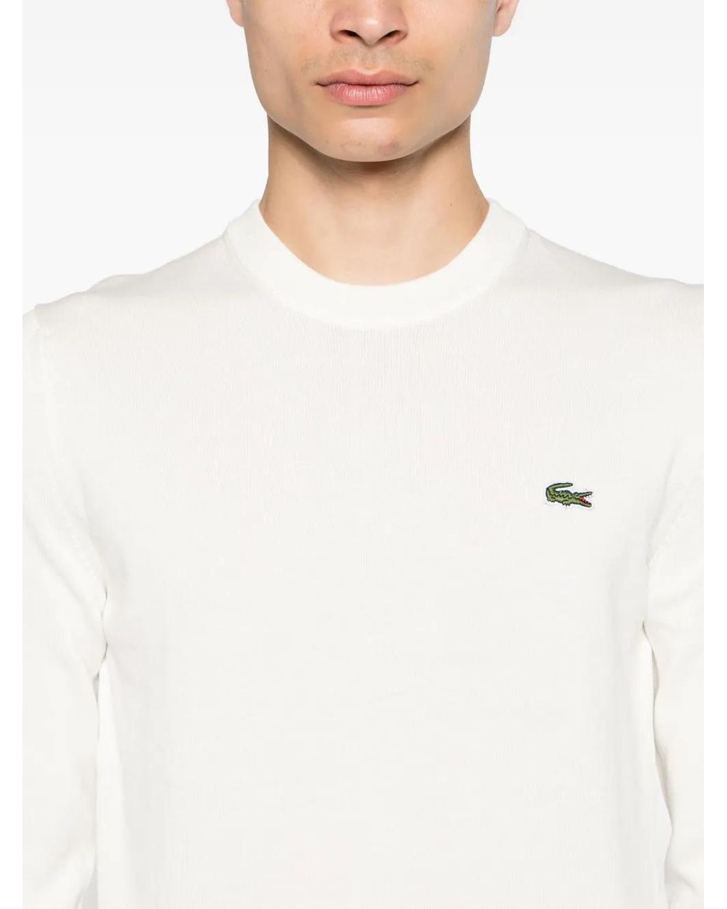 Lacoste Ribgebreide Trui in het White voor heren
