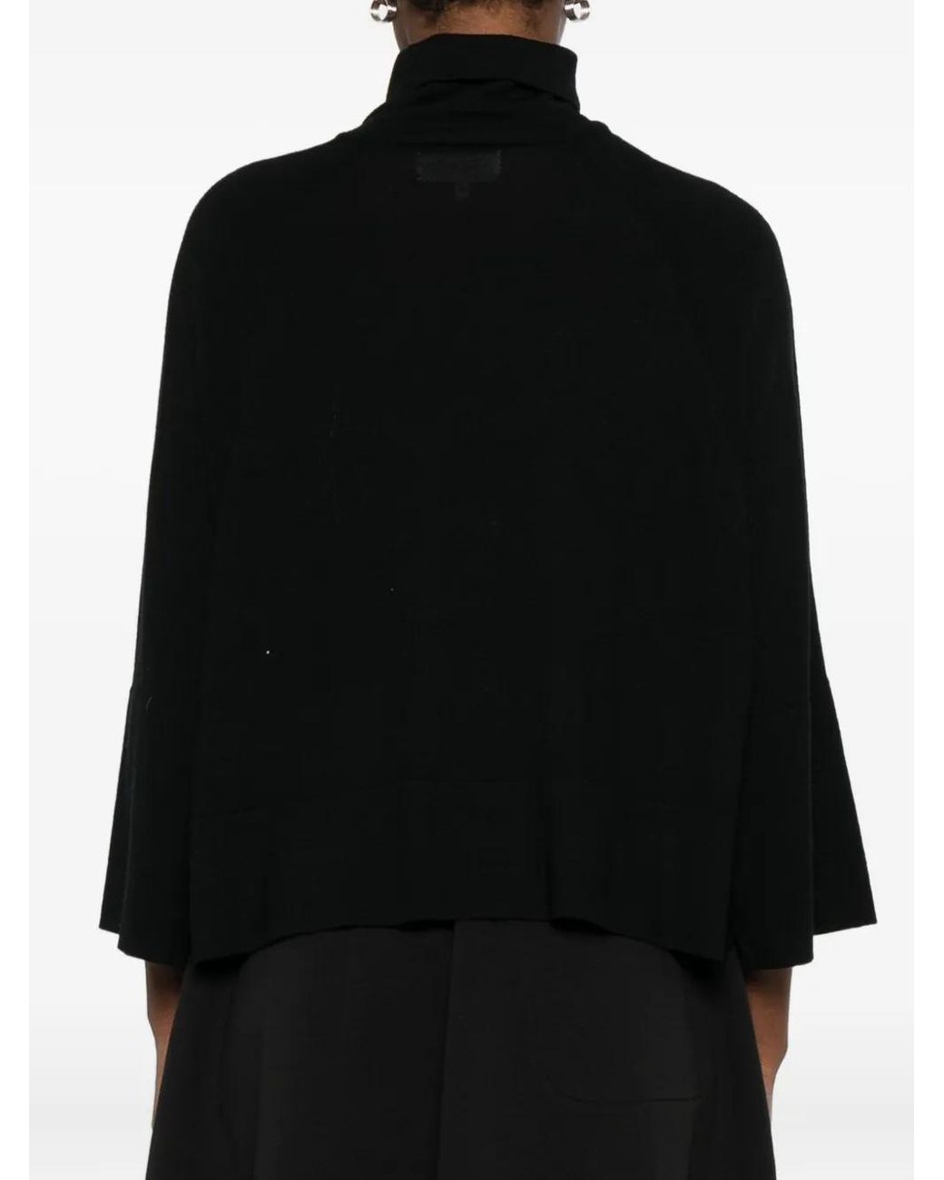 Psophia Black Roll-Neck Panelled Sweater