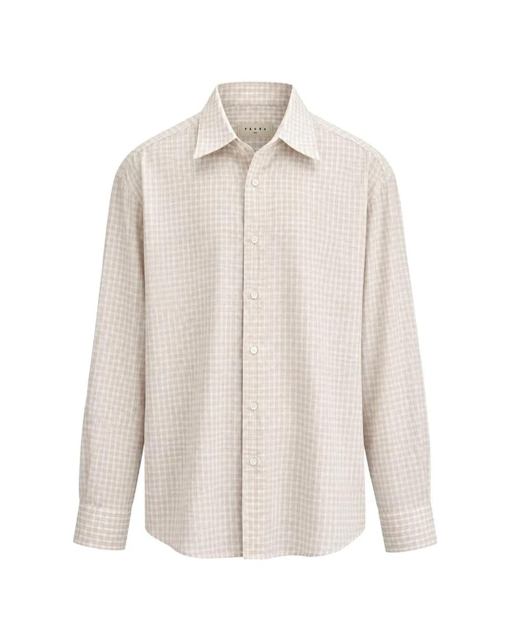 Paura White Zerin Checked Cotton Shirt for men