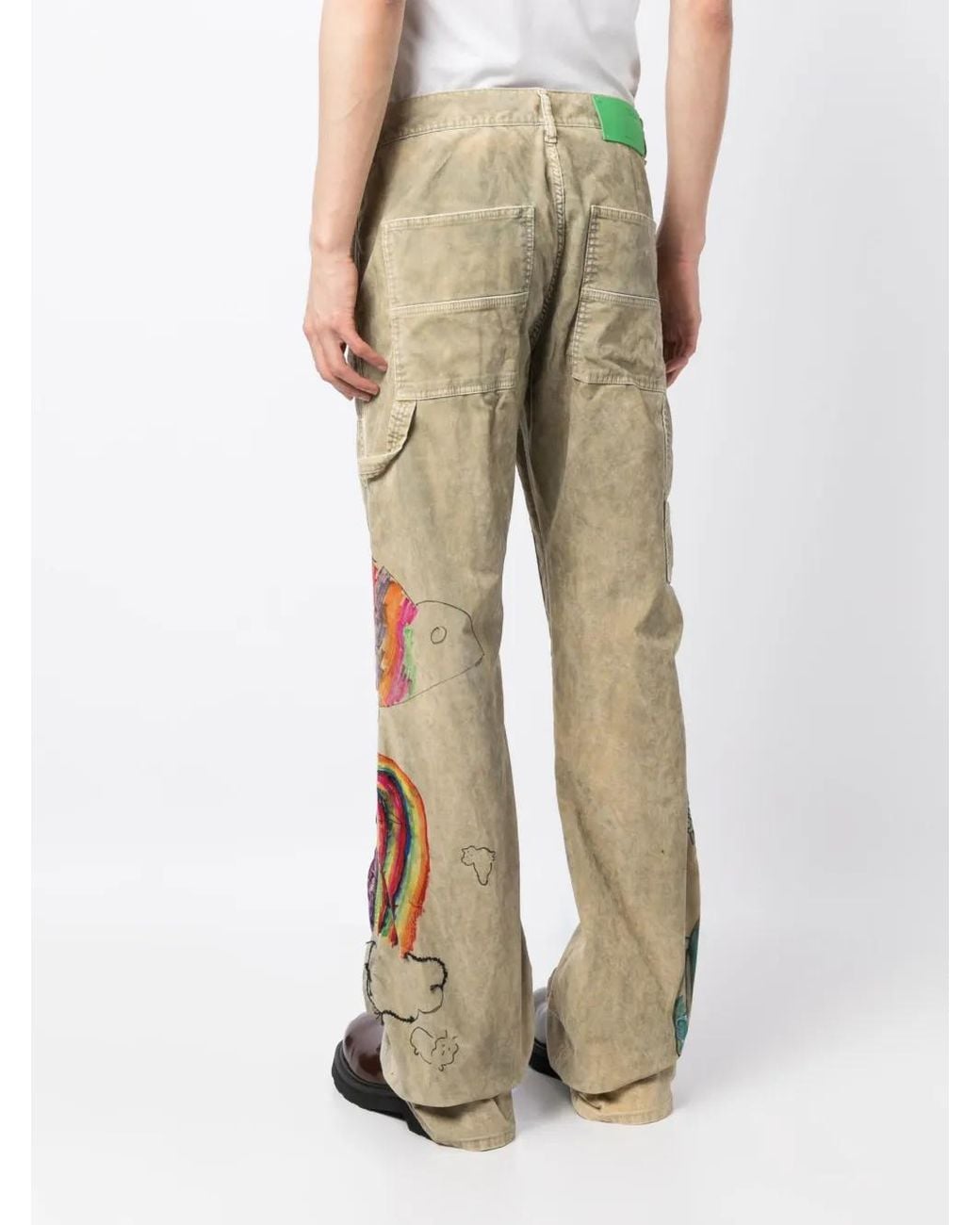 Off-White c/o Virgil Abloh Natural Cartoon Flared Carpenter Pants for men
