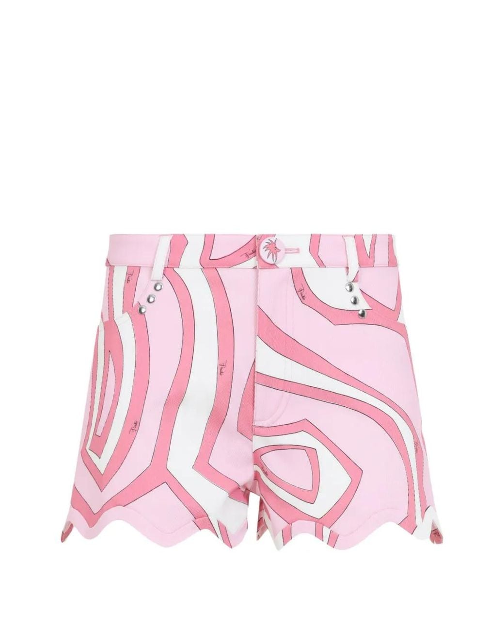 Emilio Pucci Pink Iride-Print Scalloped-Hem Shorts