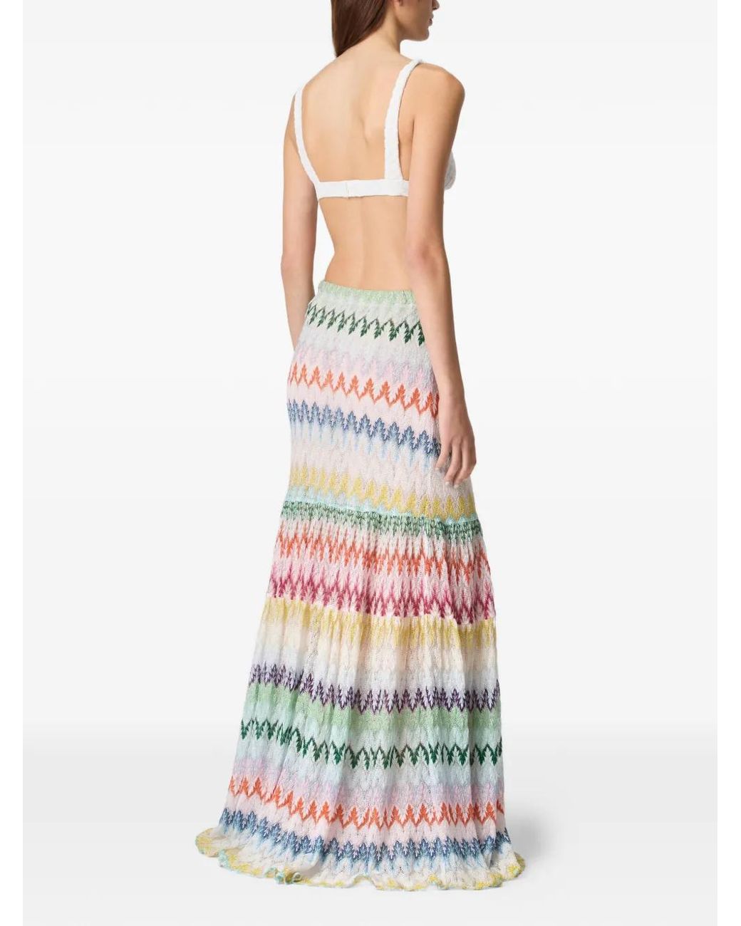 Missoni White Chevron-Pattern Maxi Skirt