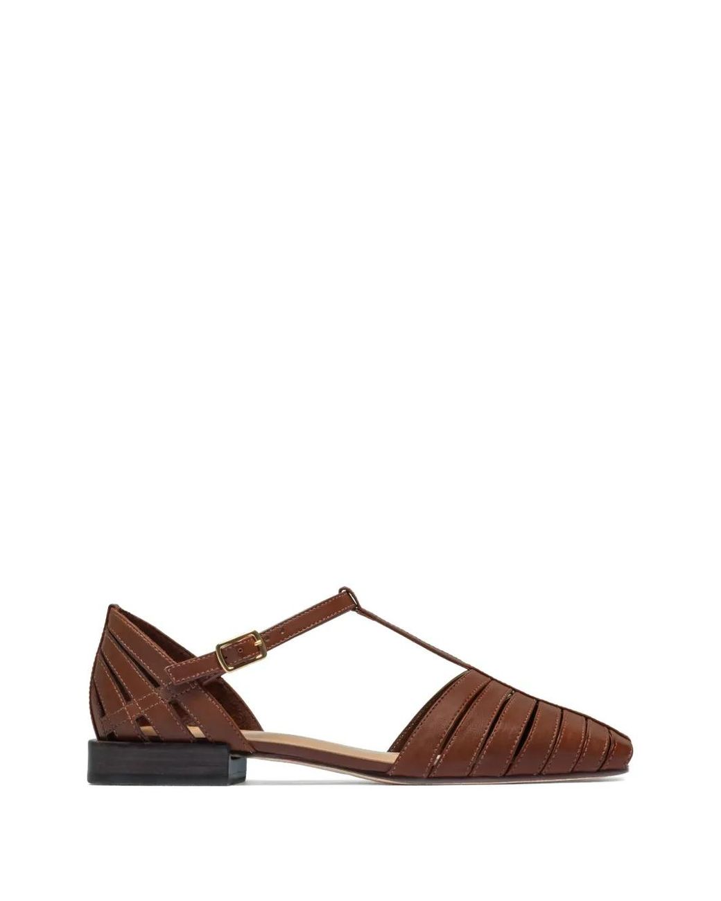 Bernardo Brown Brighton T-Strap Flat Pumps