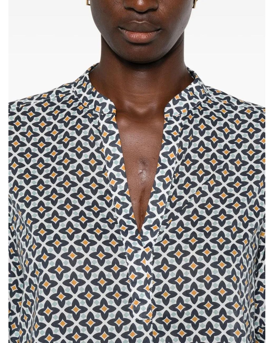 Marc O' Polo Gray Geometric-Print Button-Down Shirt