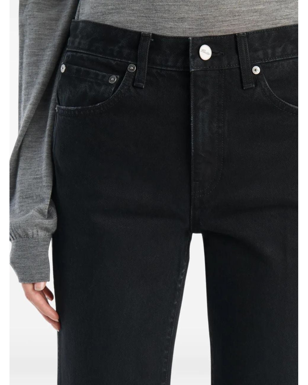 Khaite Black Flared-Leg Cotton Jeans
