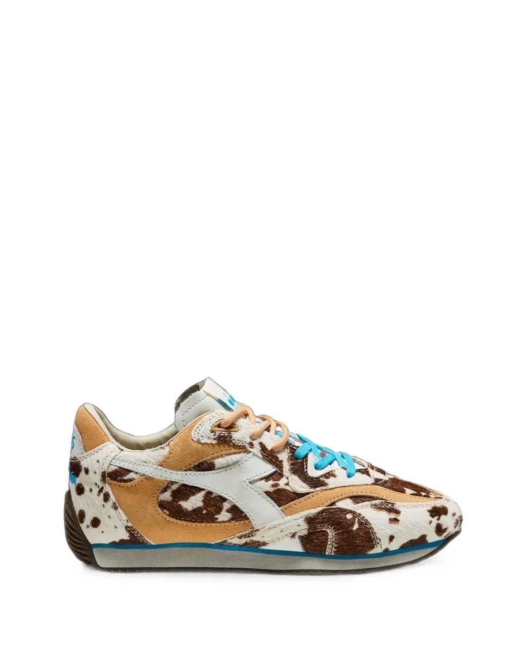 Diadora White Heritage Cow-Print Sneakers