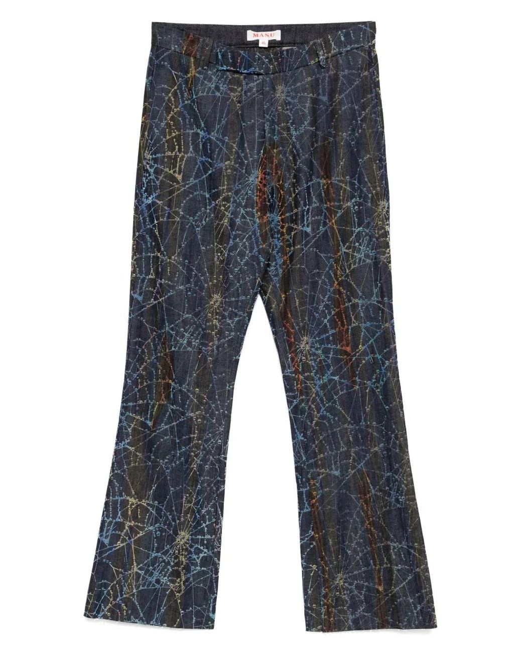 MASU Blue Flocky Web Flare Pants for men
