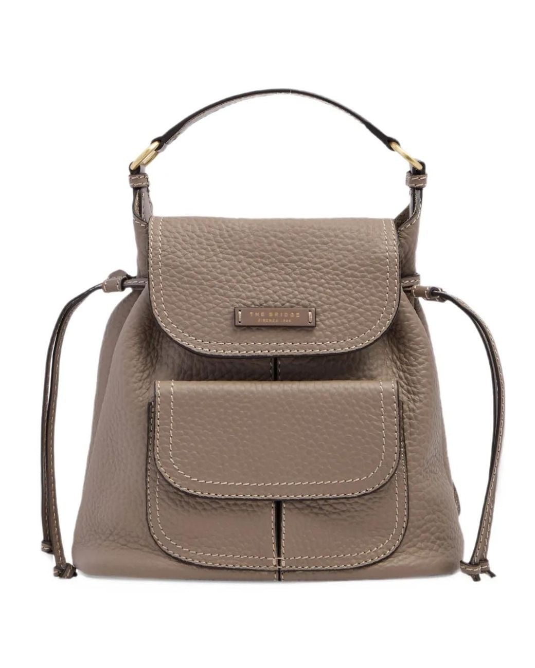 The Bridge Pebbled Leather Backpack in Brown | Lyst