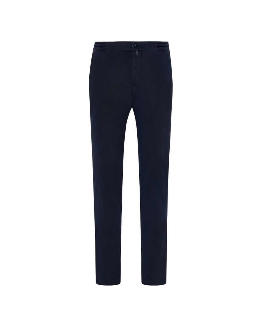 Kiton Blue Drawstring Straight-Leg Trousers for men