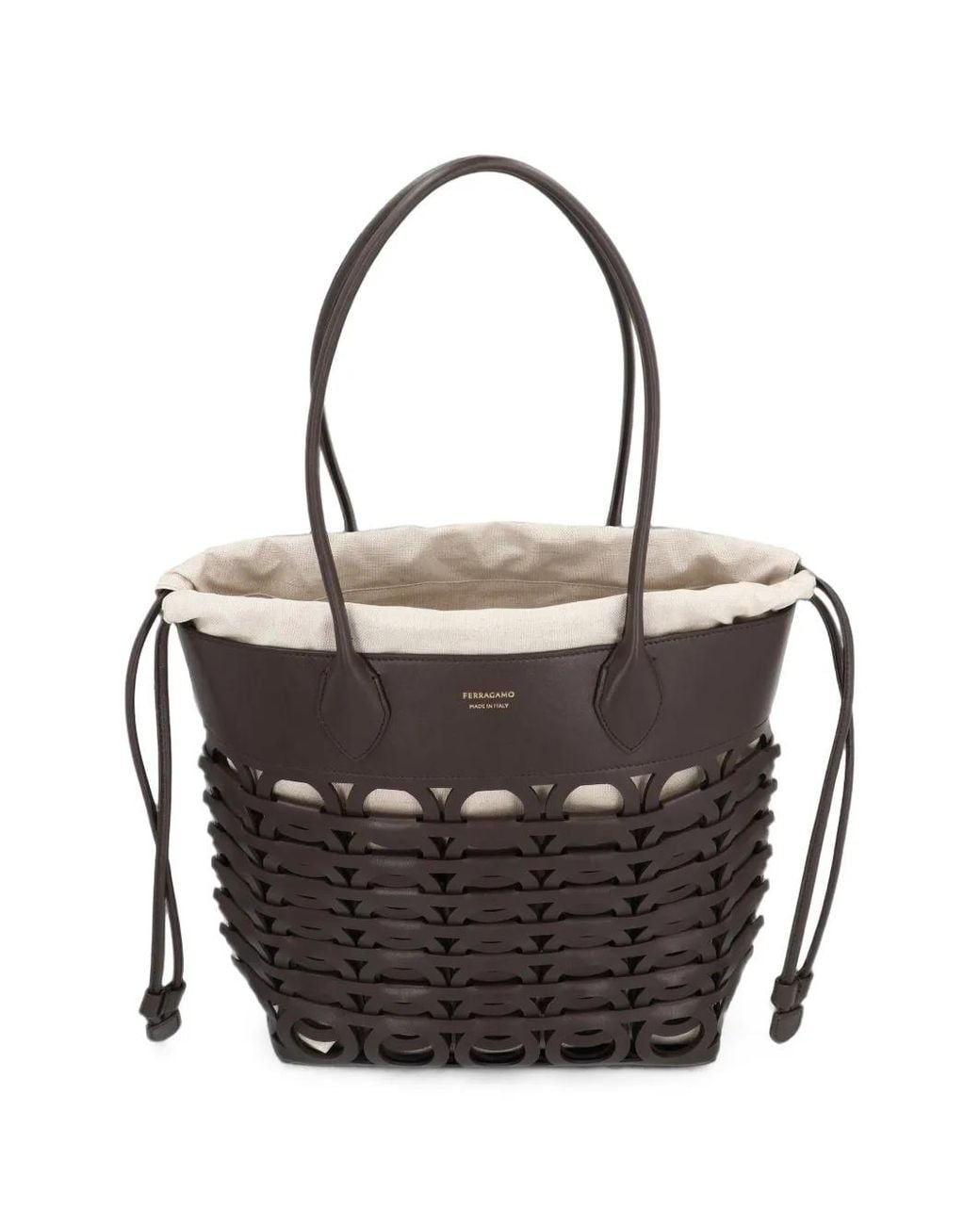 Ferragamo Black Gancini Cut-Out Leather Tote Bag