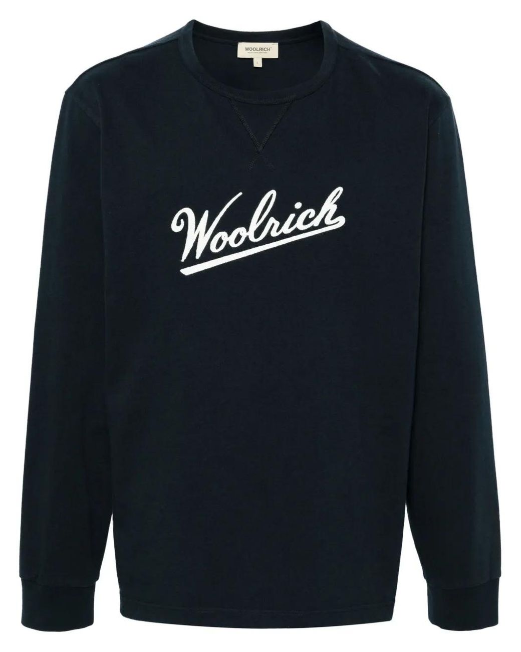 Woolrich Blue Embroidered-Logo Cotton T-Shirt for men