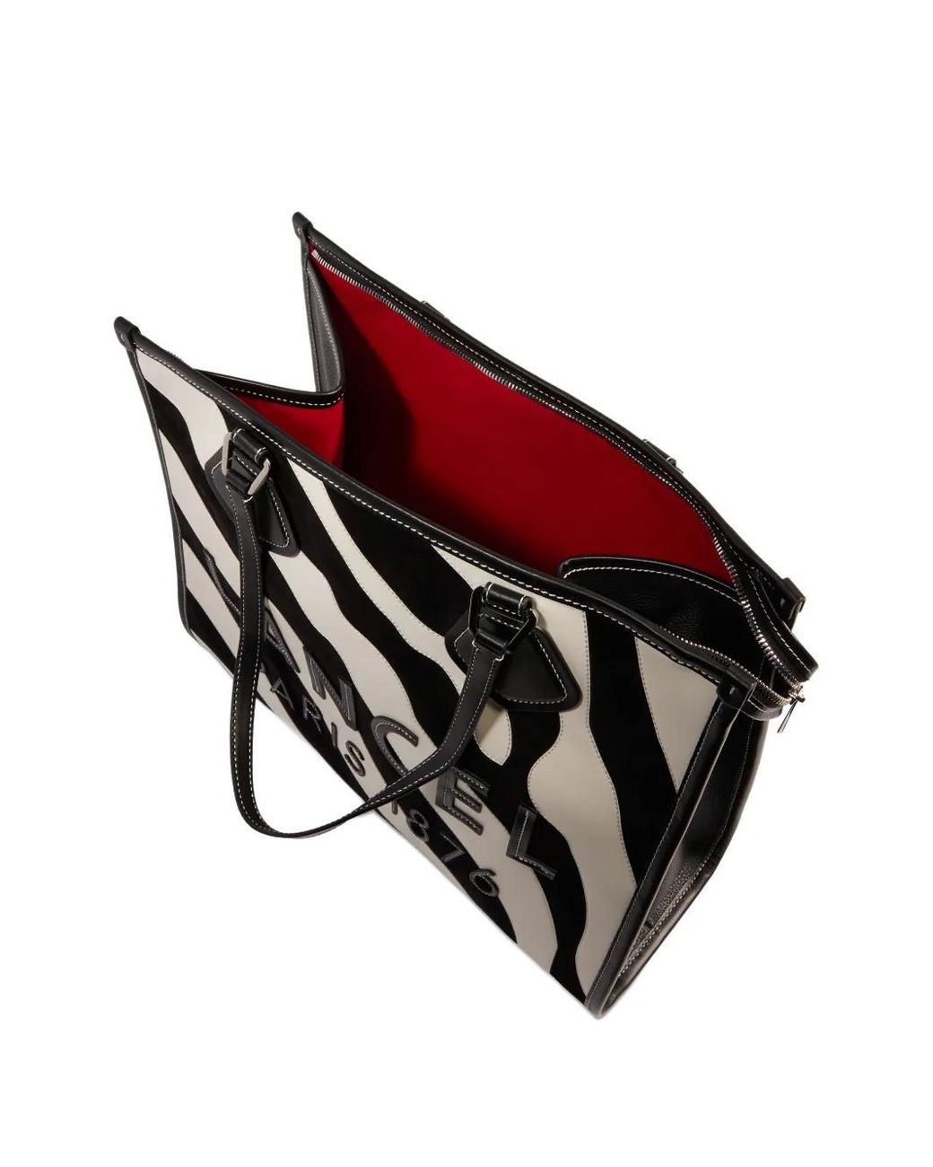 Lancel Black Large Zebra-Print Suede Tote Bag