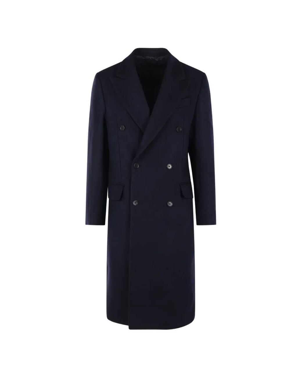 SALON C. LUNDMAN Blue Peak-Lapel Double-Breasted Coat for men