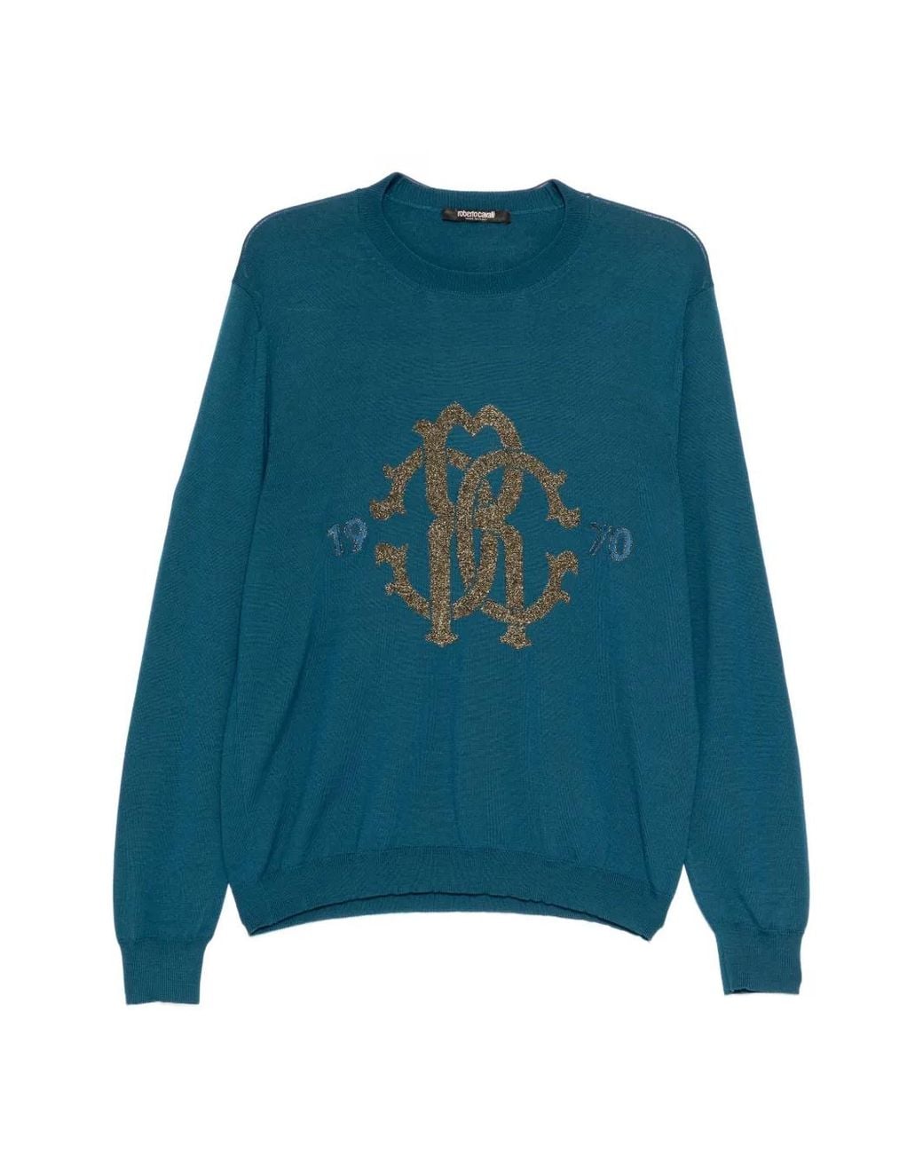 Pull À Logo Brodé Roberto Cavalli pour homme en coloris Blue