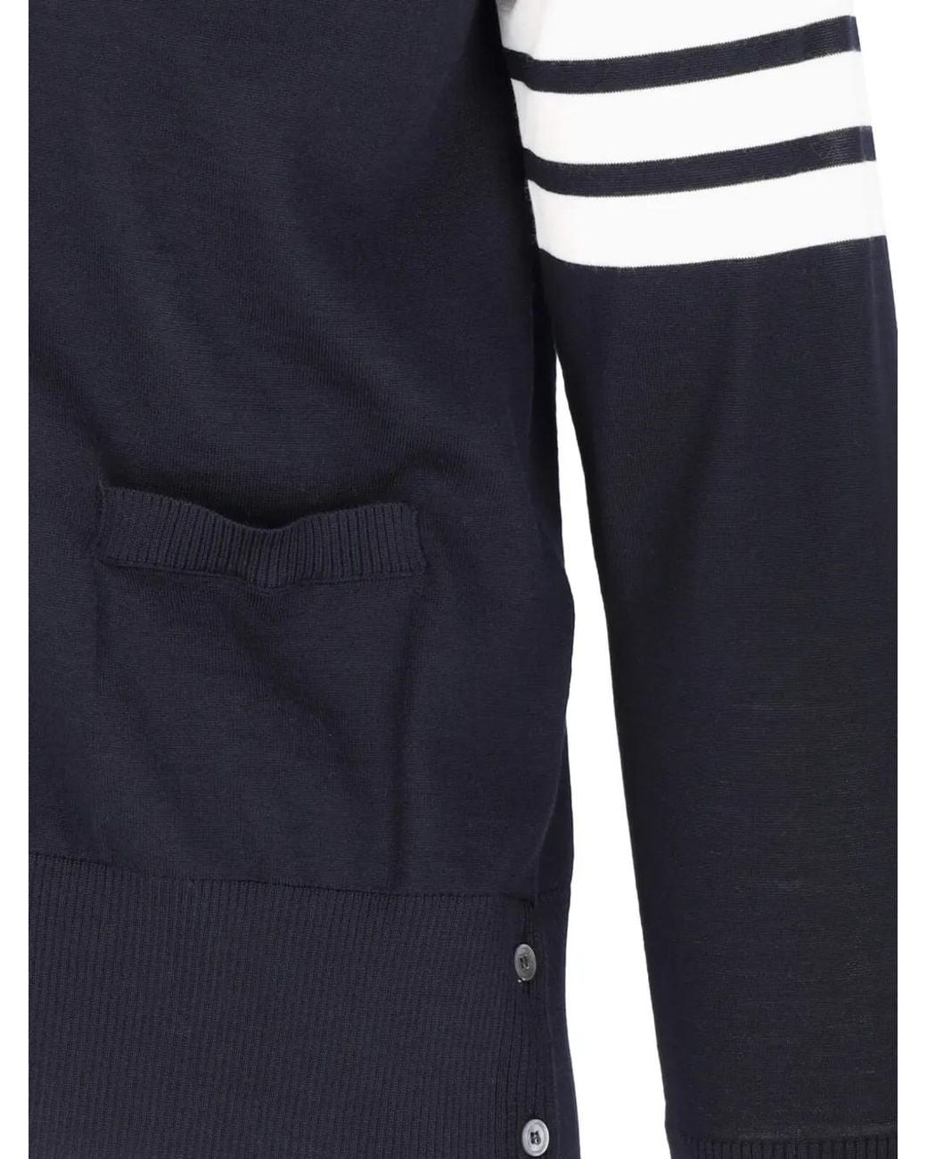 Thom Browne Blue 4-Bar Stripe Wool Cardigan for men